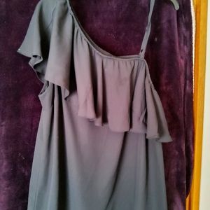 One Shoulder Ruffle Blouse